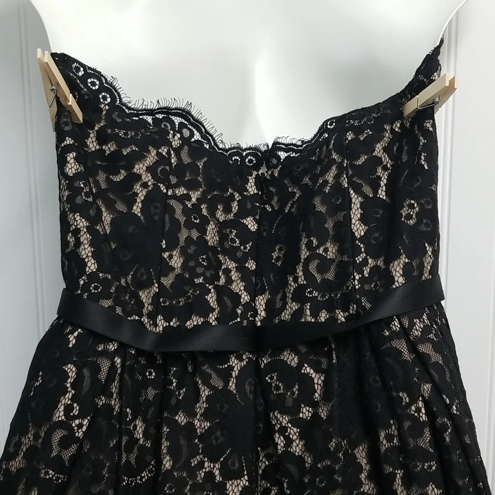 Robert Rodriguez Neiman Marcus Dress Black Strapless Lace